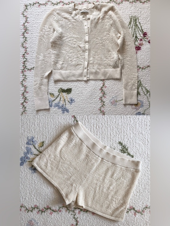 Abercrombie & Fitch Sweaters - Abercrombie Knit Crochet Cardigan & Shorts Set